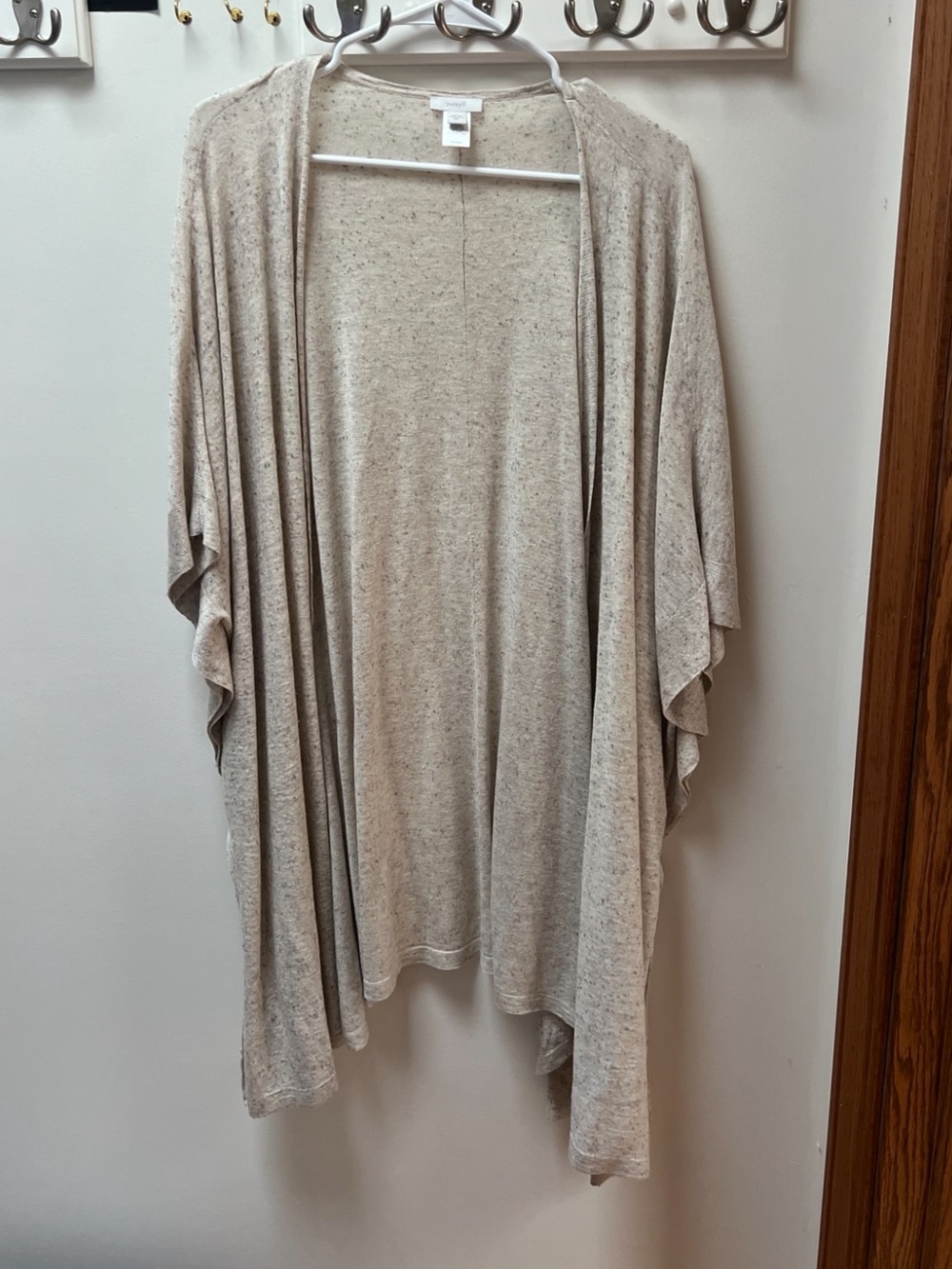 J. Jill Pure Jill Speckled Beige Open Front Cardigan Kimono M/L